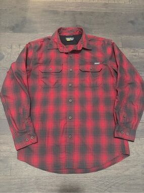 Eddie Bauer Red and Black Plaid Button-Down Shirt